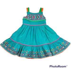 NWOT aqua summer dress with Aztec print Size 3T